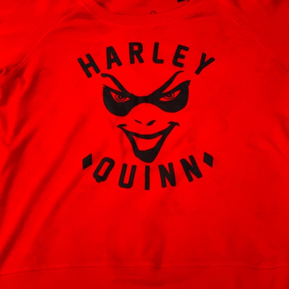 DC Comic Harley Quinn Pullover Sweatshirt Red Black XL Lightweight Reversible - Picture 3 of 8